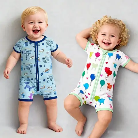 Direct Factory OekoTex Standard100 Fsc Certified Oem Odm Custom Printed Bamboo Baby Pajamas Tencel Modal Lyocell Organic Cotton Ecofriendly Fabric Newborn Baby Girl Floral Double Zipper Baby Romper Children Sleepwear Kids Pajamas Toddler Bodysuit Boy Cute Cartoon Fashion Design Custom 1Moq Clothes Bamboo Clothing Baby Clothes Custom Manufacturer Chinese Supplier Verified Source Wholesale