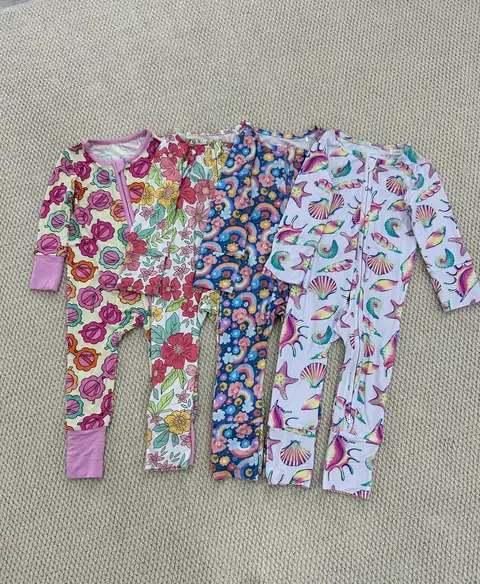 Manufacturer Verified Bamboo Baby Pajamas Zipper Footed Sleeper Romper Clothes Wholesale Direct